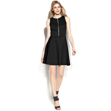 michael kors womens sleeveless keyhole front black dress|Michael Kors dresses for women.